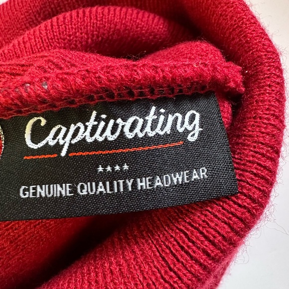 Indiana Hoosier Knit Striped Cuffed  Beanie Hat Red Gray one Size Unisex Adult - Picture 3 of 4